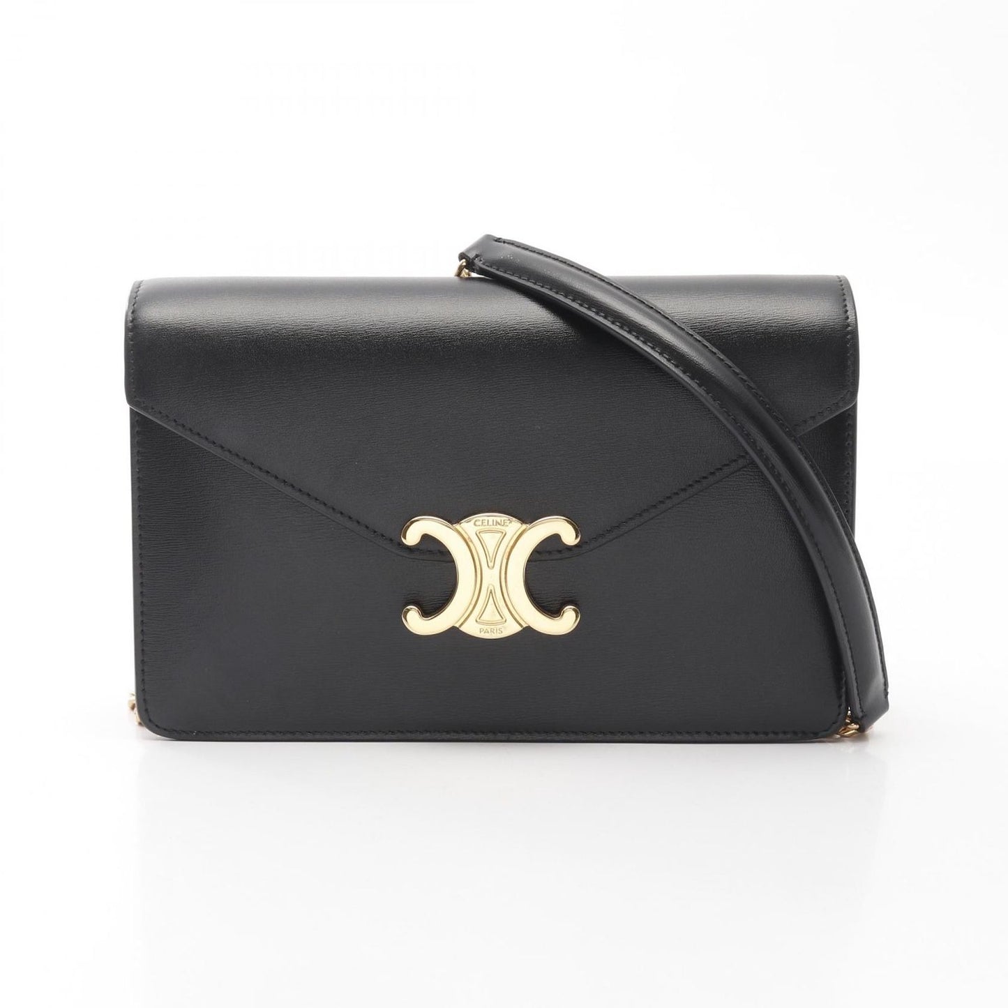 CELINE Margot Triomphe Black Leather Shoulder Bag - Exquisite Craftsmanship