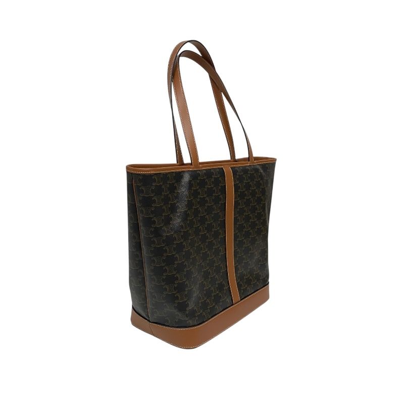 CELINE Medium Cabas 115072 Tan Triomphe Canvas Tote Bag