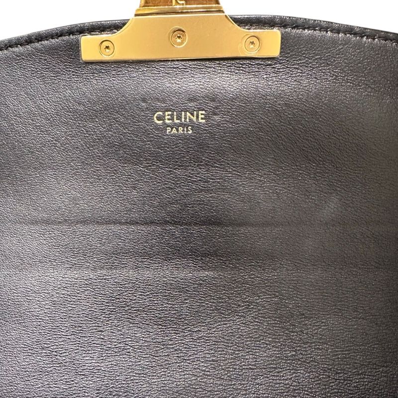 CELINE Teen Triomphe Black Canvas Shoulder Bag - Timeless Elegance