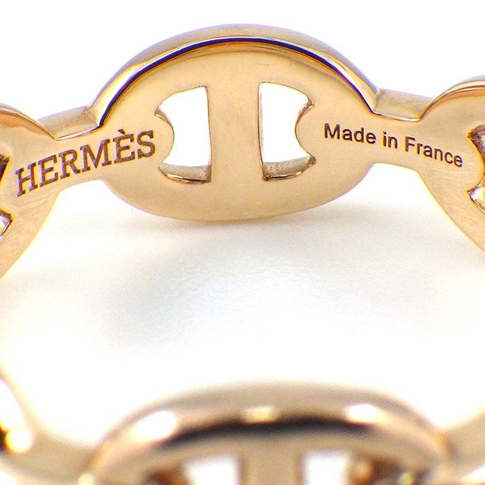 HERMES Chaine d'Ancre PM Ring in K18 Pink Gold - Size 11