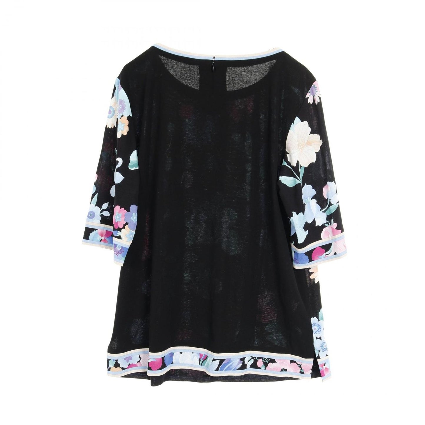 LEONARD FASHION Elegant Black & Blue Cotton Top - Size 42