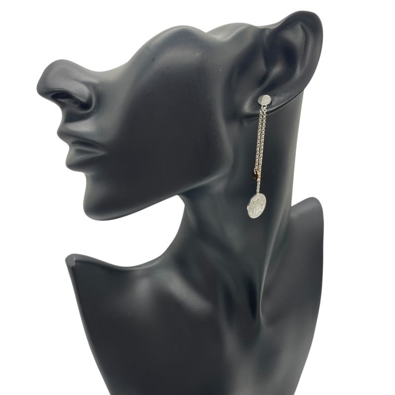 HERMES Ex Libris Silver & Gold Earrings - Timeless Elegance