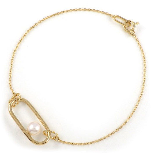 Elegant K18YG Oval Link Pearl Bracelet - Timeless Luxury