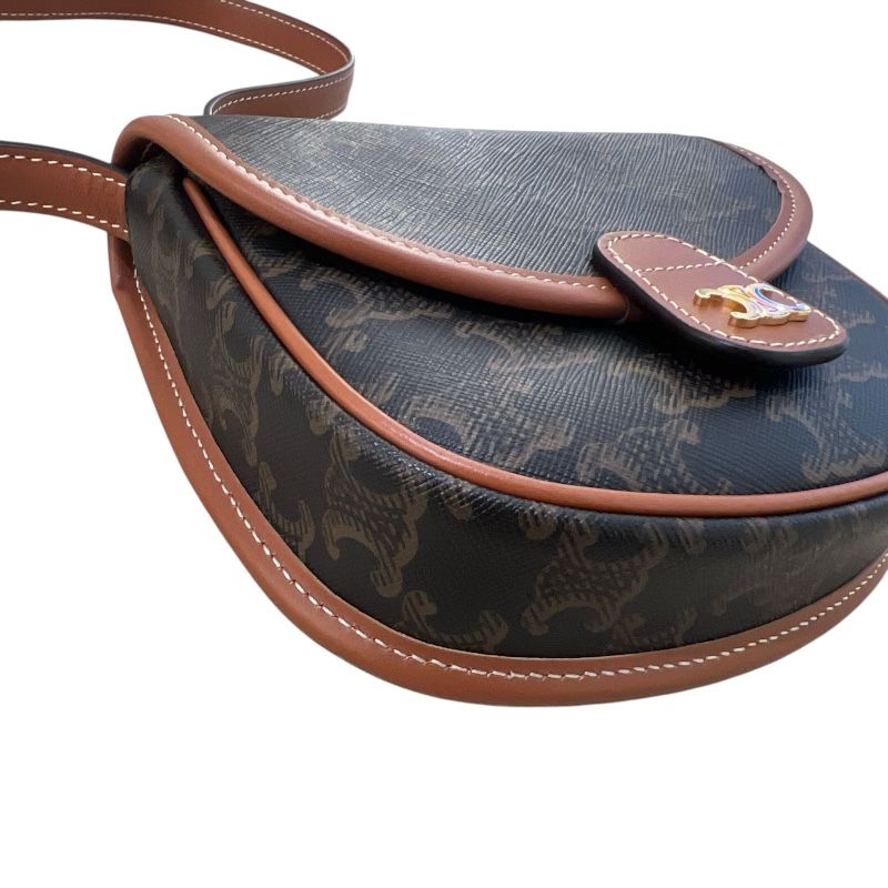 CELINE Mini Basse 196702 Triomphe Canvas Tan Shoulder Bag