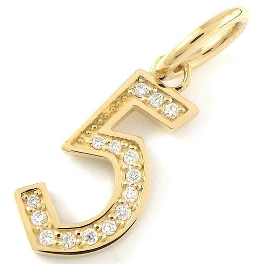Exquisite Diamond Number 5 Pendant in K18 Yellow Gold