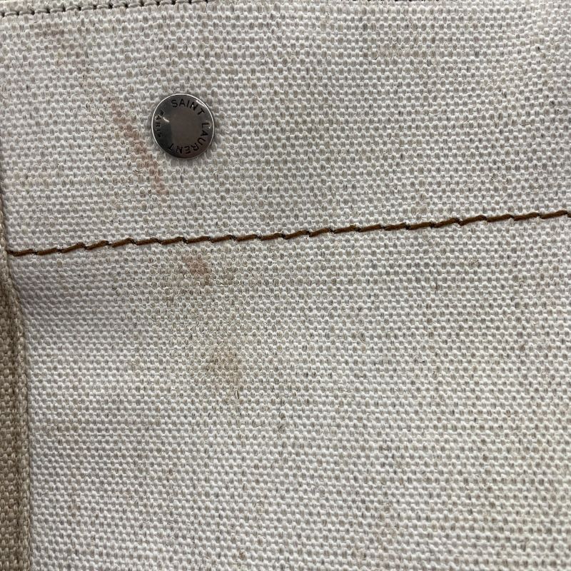 SAINT LAURENT Rive Gauche Tote in Beige Canvas & PVC - Unisex