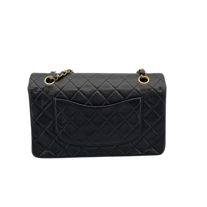 CHANEL Matelassé 25 Black Lambskin Shoulder Bag with Gold Hardware