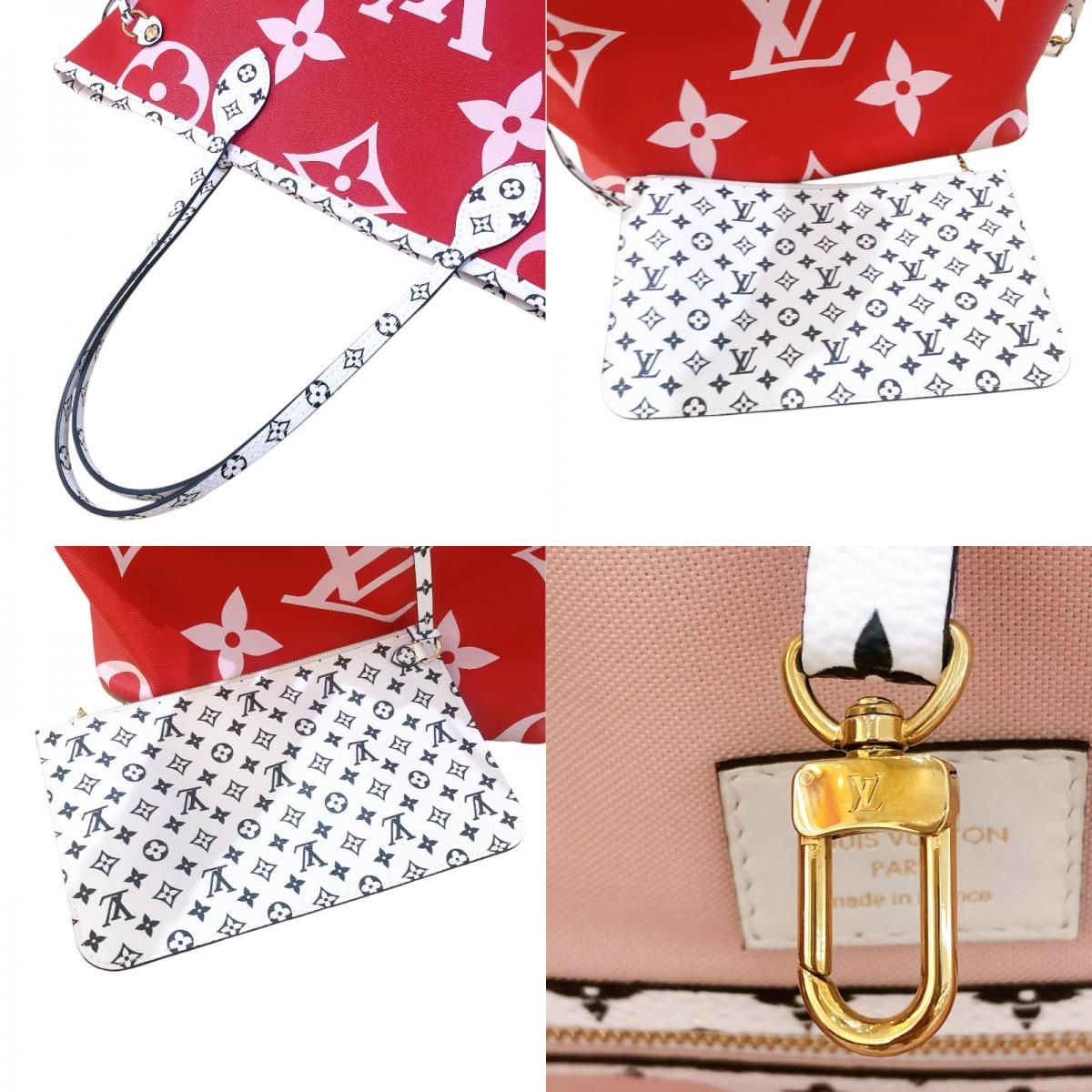 Louis Vuitton Neverfull MM M44567 Red Monogram Giant Tote Bag