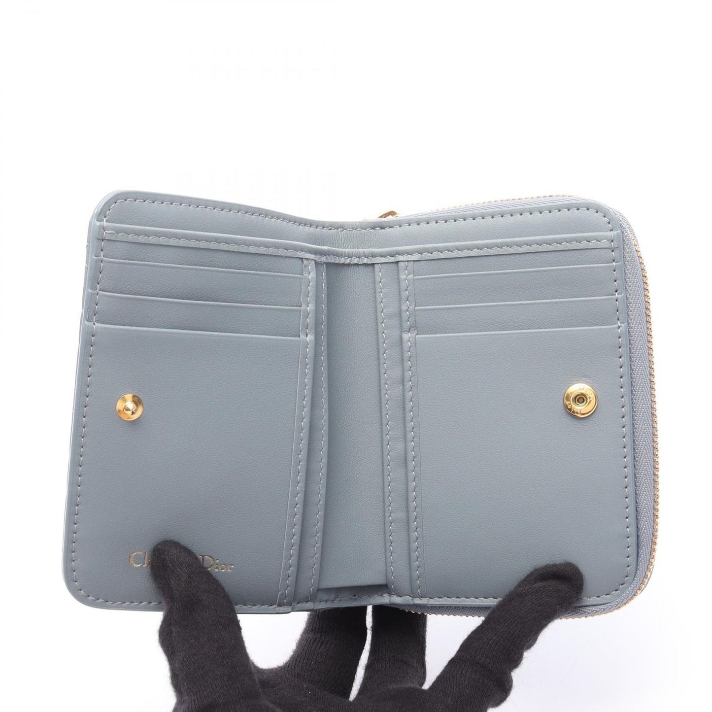 Dior Caro Scarlet Wallet - Exquisite Blue Grey Leather