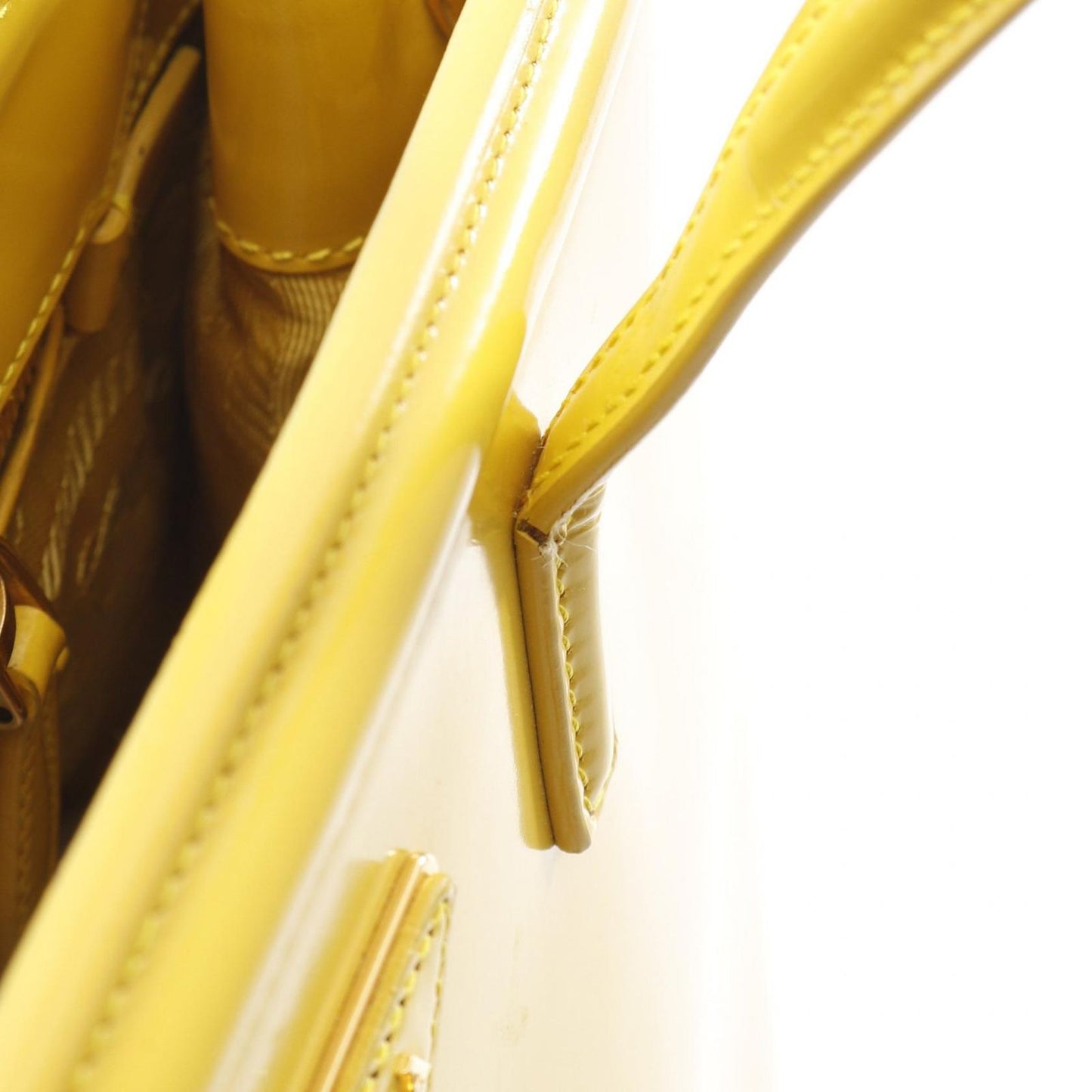 PRADA Saffiano Vernic Handbag in Yellow - Timeless Elegance