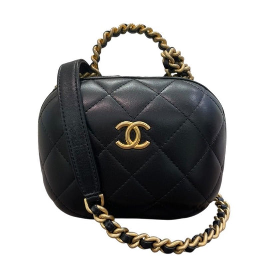 CHANEL Matelassé 2WAY Shoulder Bag in Black & Gold Hardware