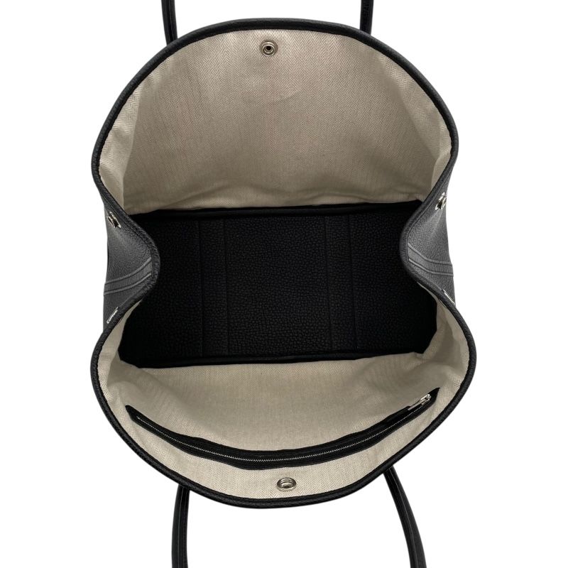 HERMES Garden Party PM Y刻 Black Negonda Handbag with Silver Hardware