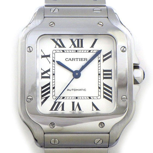 Cartier Santos MM WSSA0029 Automatic Watch - Silver Opaline Dial