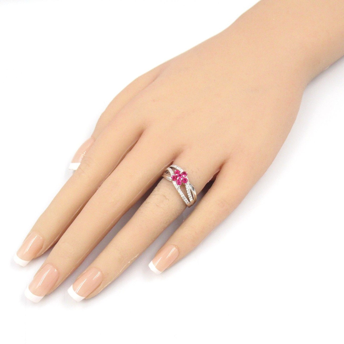 Exquisite Ruby and Diamond Ring in 18K White Gold