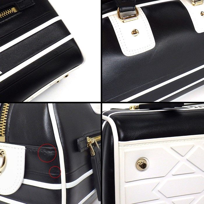 Dior Vibe Small Bowling Bag M6209OOBR in Black/White Calfskin