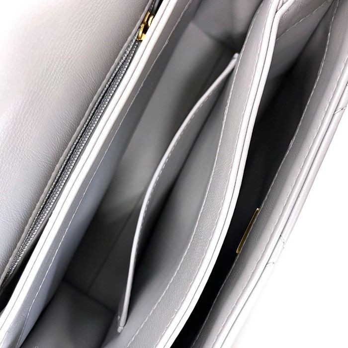 Chanel Métiers d'Art Mini Handle Chain Bag in Grey Lambskin