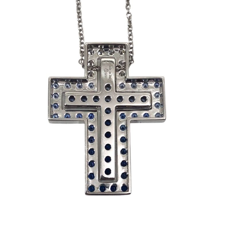 Damiani Belle Époque Iceberg Necklace M in 750WG with Diamonds & Sapphires