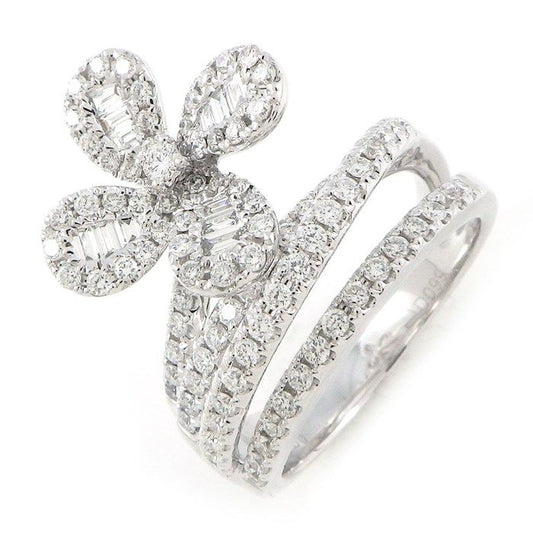 Exquisite Diamond Flower Pave Ring in K18 White Gold - 0.99ct