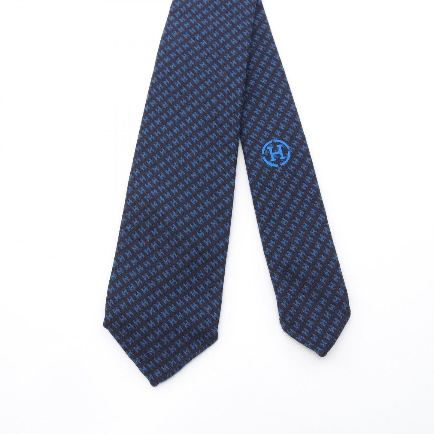 HERMES H Pattern Wool Tie - Unused Luxury Accessory