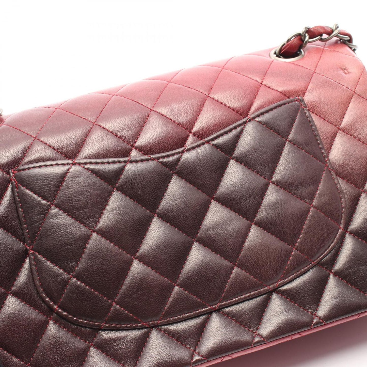 CHANEL Matelassé Double Flap Shoulder Bag in Red Gradient Lambskin