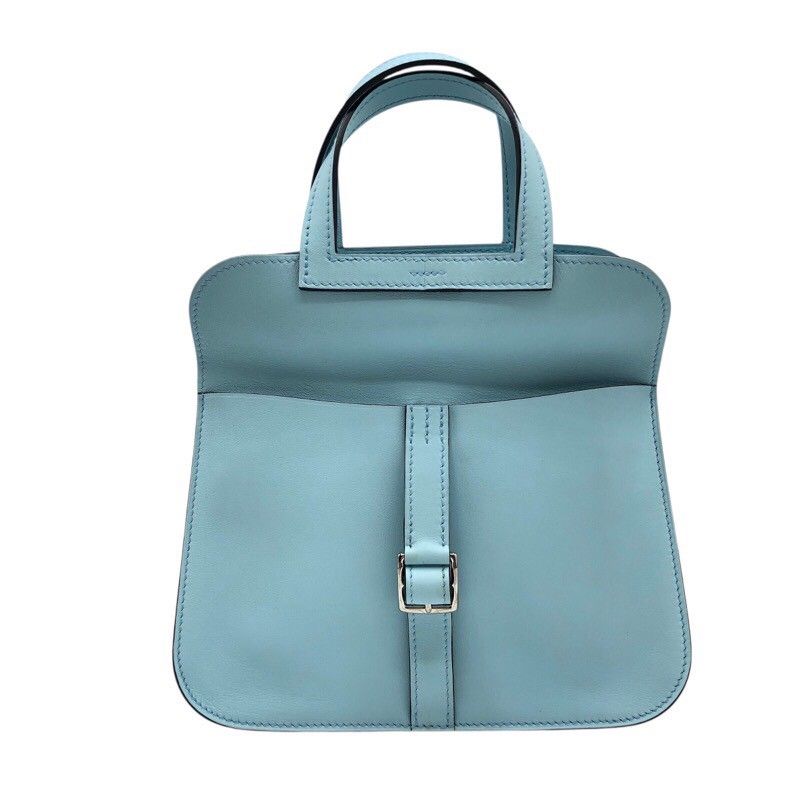 HERMES Arzan Mini Shoulder Bag in Blue Zephyr with Silver Hardware