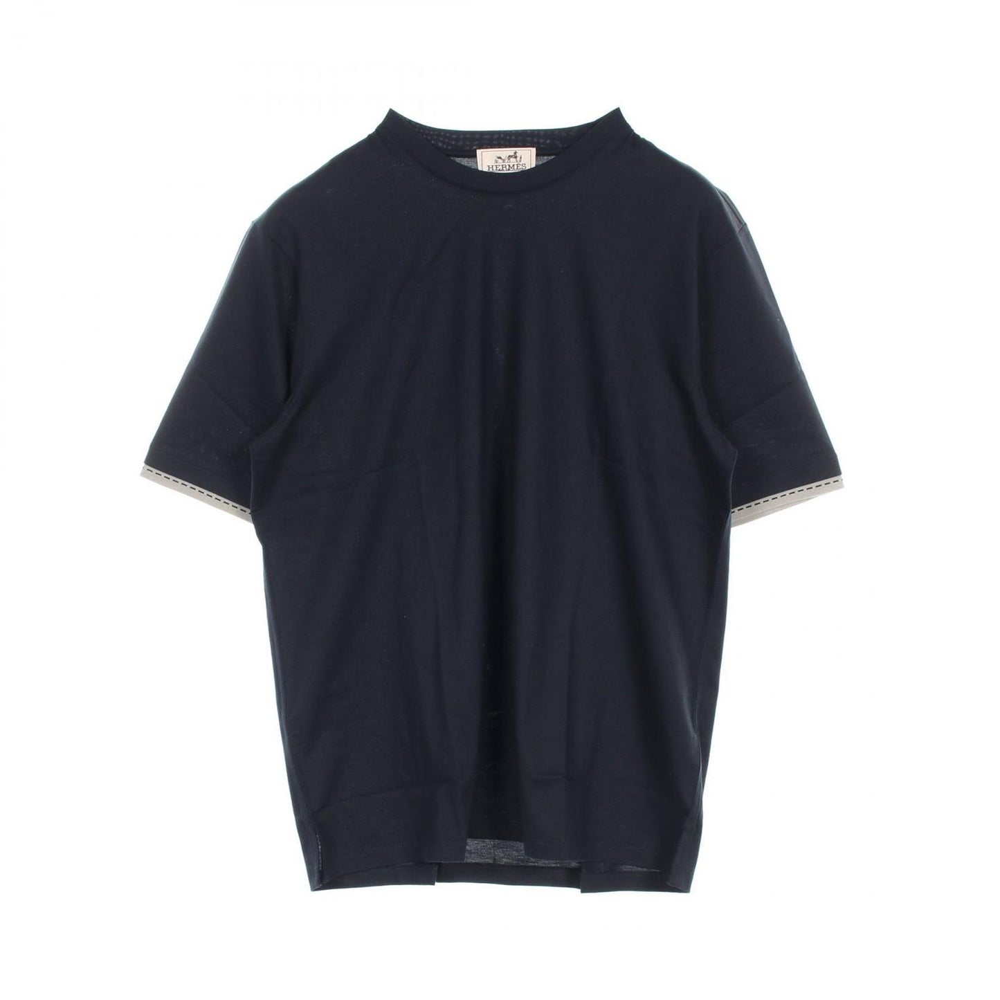 HERMES Saddle Stitch Detail Black Cotton T-Shirt - Unworn Luxury