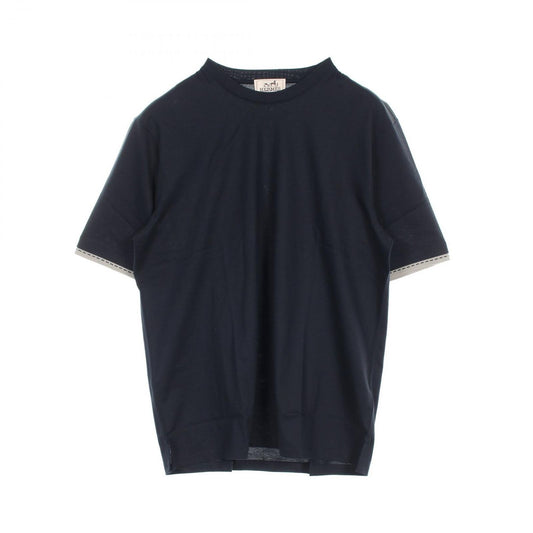 HERMES Saddle Stitch Detail Black Cotton T-Shirt - Unworn Luxury