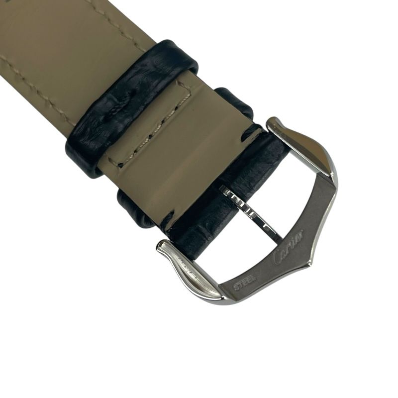 Cartier Santos-Dumont LM WSSA0046 Black SS/Leather Manual Wind Watch