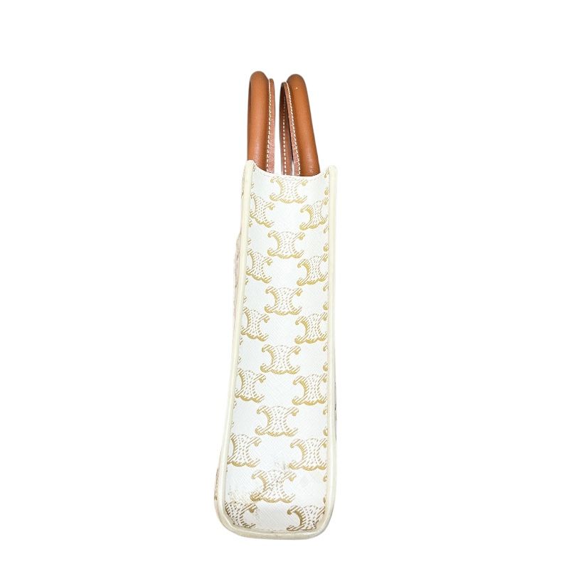 CELINE Mini Vertical Cabas 194372 White Triomphe Canvas Shoulder Bag
