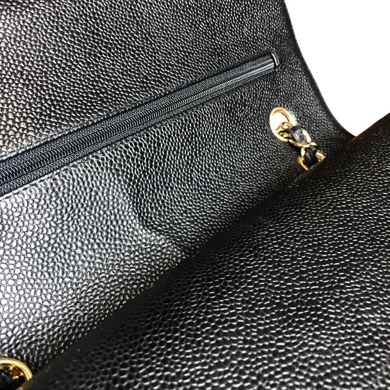 CHANEL Matelassé 25 Black Caviar Skin Shoulder Bag with Gold Hardware
