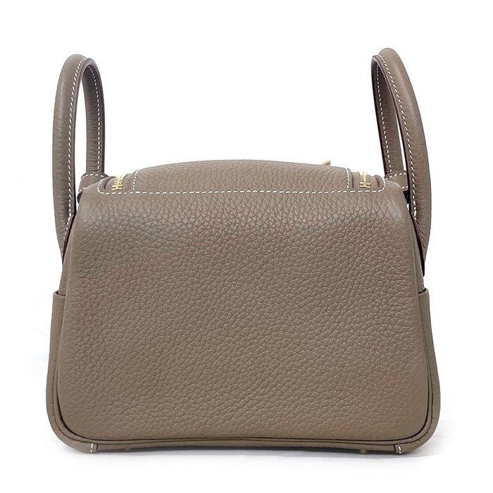 HERMES Lindy Mini Shoulder Bag in Etoupe with Gold Hardware - 2024