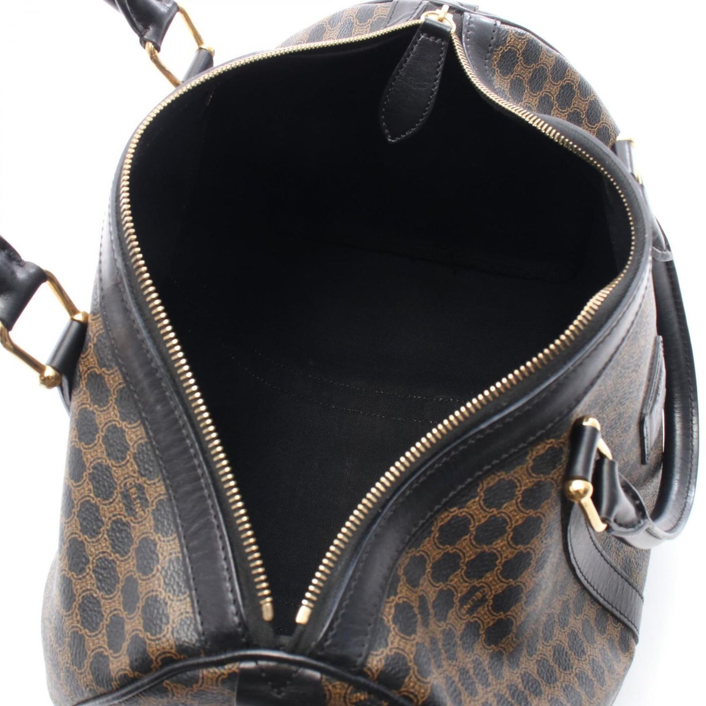 CELINE Macadam Boston Bag in Black PVC Coated Canvas