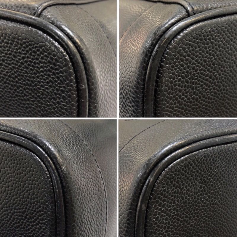 CHANEL Vanity A01998 Black Caviar Skin Handbag with Gold Hardware