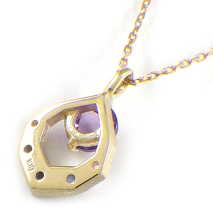 Exquisite Amethyst & Iolite Necklace with Pink Sapphire in K10YG