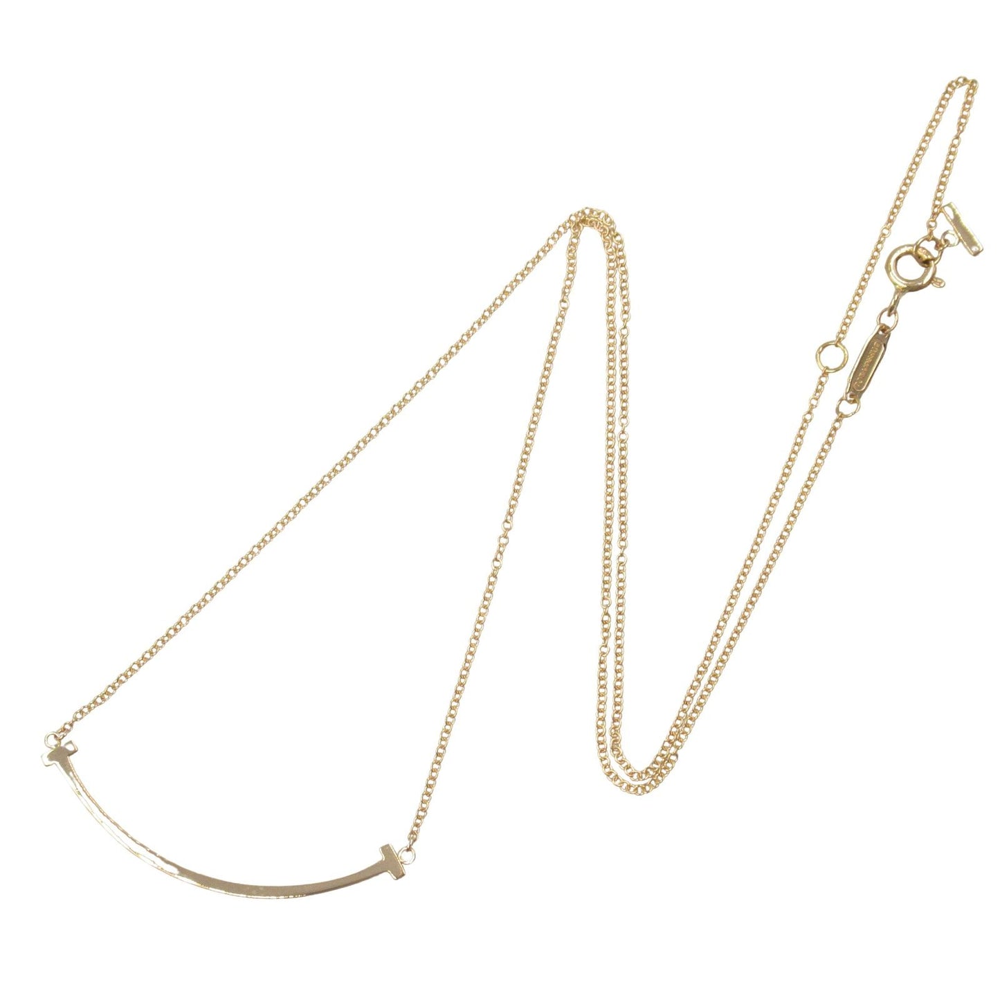 TIFFANY＆CO T Smile Small Necklace in K18PG - Exquisite Elegance