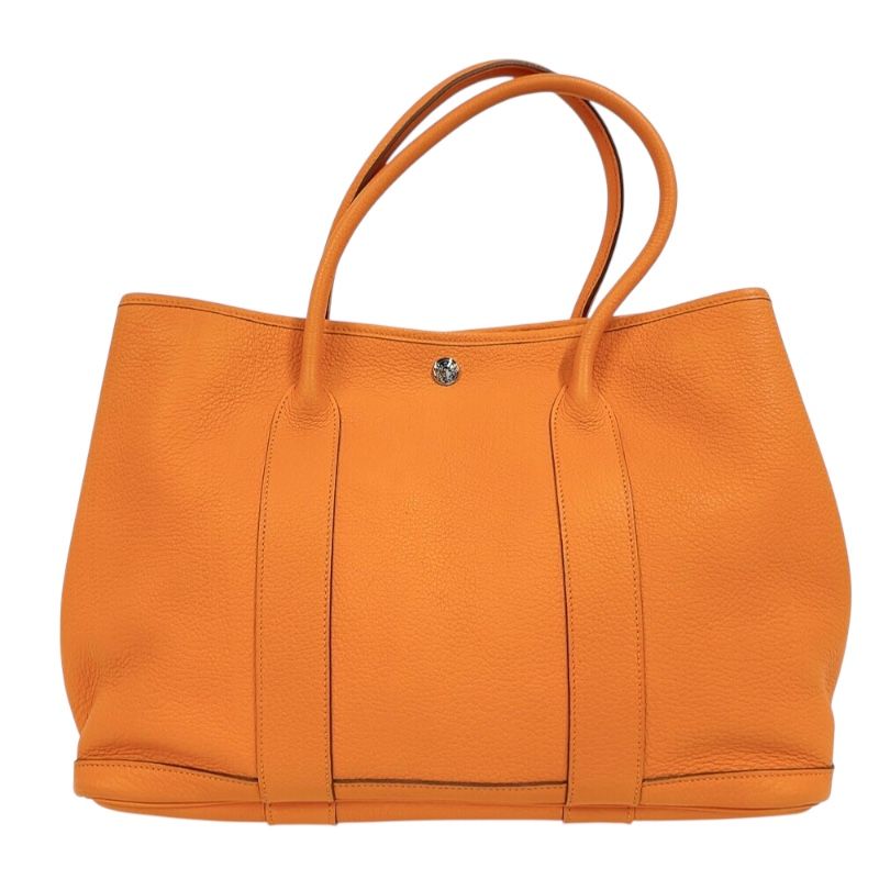 HERMES Garden Party PM Tote Bag - Orange with Silver Hardware