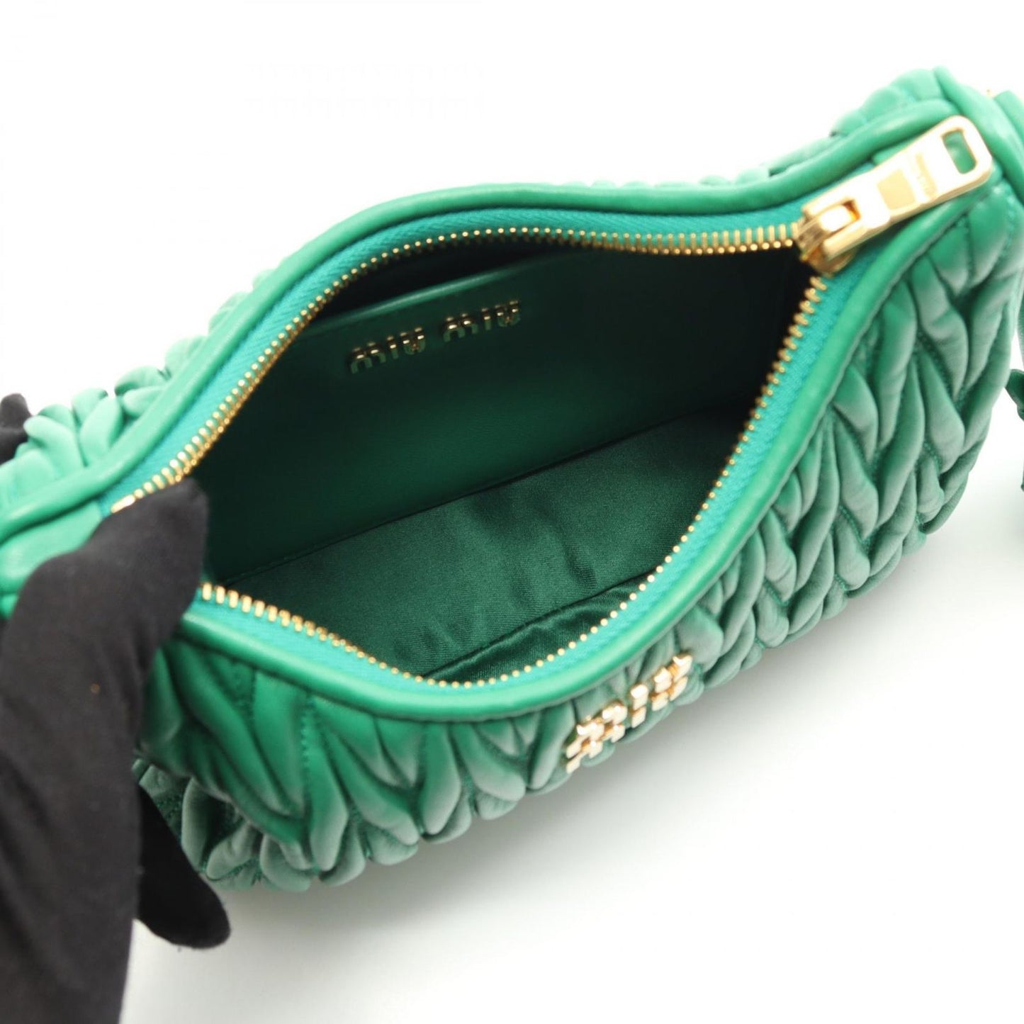 Miu Miu Matelassé Green Leather Shoulder Bag - Timeless Elegance