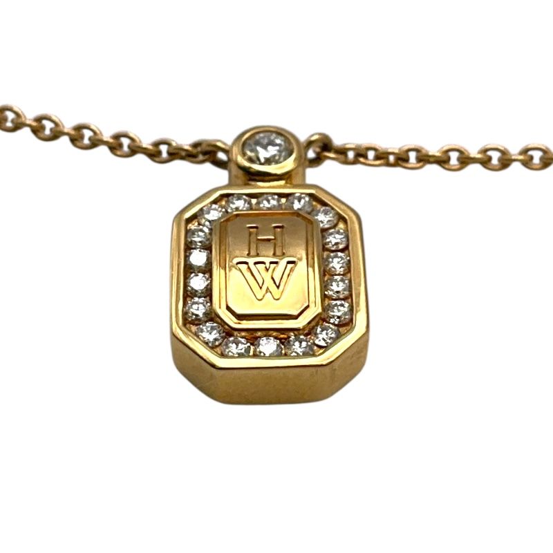 HARRY WINSTON HW Logo Necklace in 750 Pink Gold - Exquisite Elegance