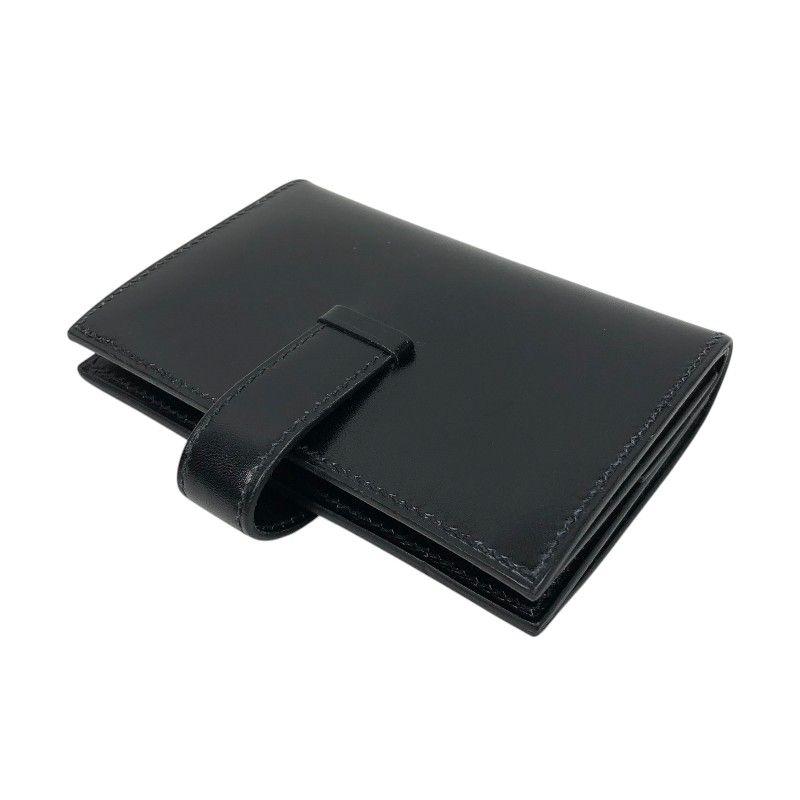 HERMES Béarn Mini Card Case in Black Box Calfskin with Gold Hardware