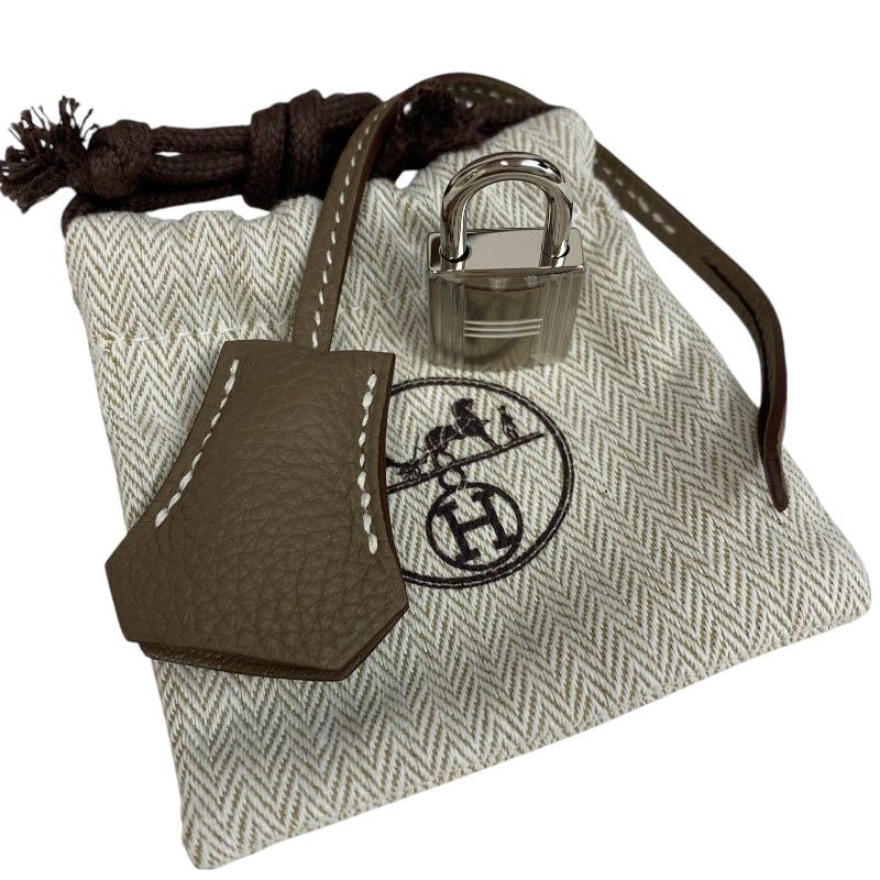 HERMES Kelly 25 Etoupe Togo Handbag with Silver Hardware