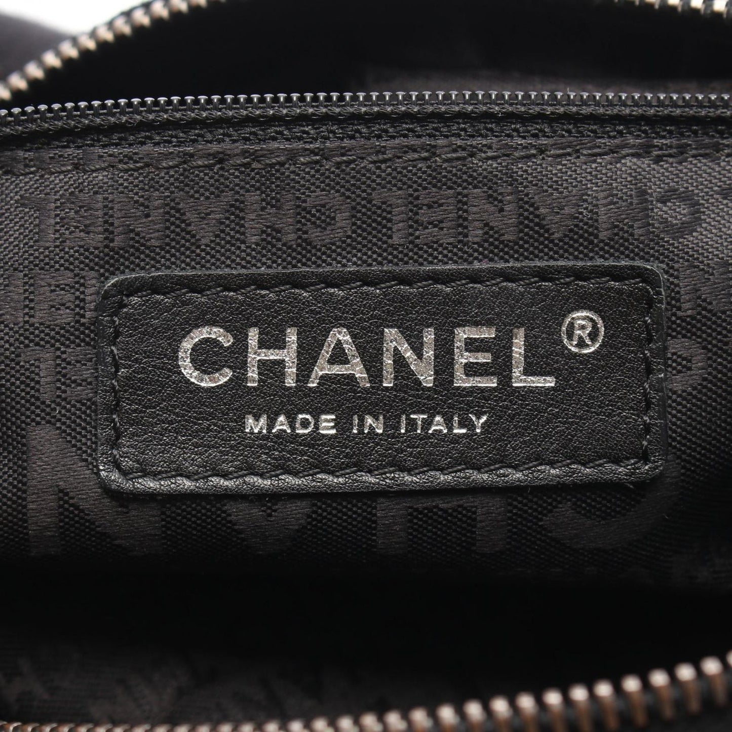 CHANEL Coco Mark Black Fabric Chain Handbag - Timeless Elegance