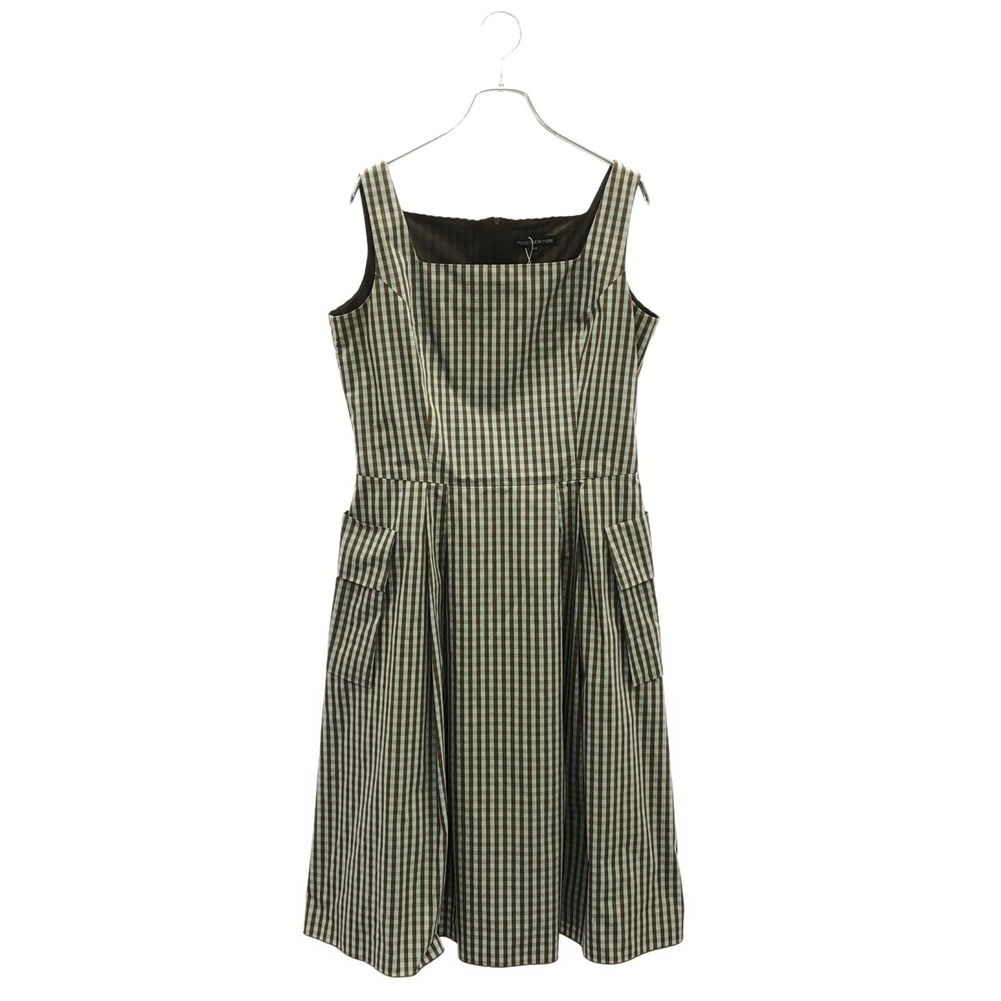 FOXEY NEW YORK Brown Gingham Check Sleeveless Dress - Size 42