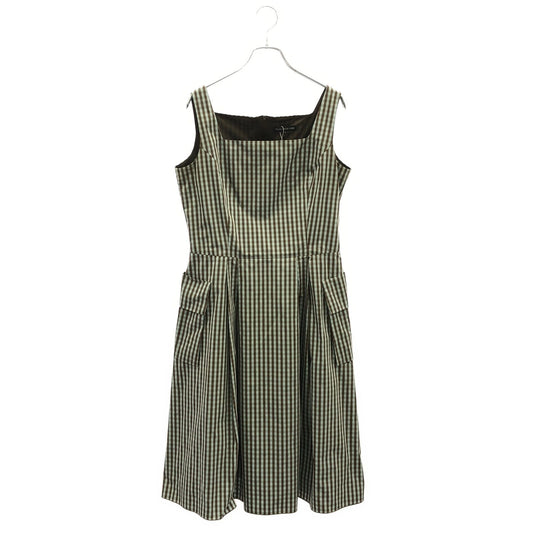 FOXEY NEW YORK Brown Gingham Check Sleeveless Dress - Size 42