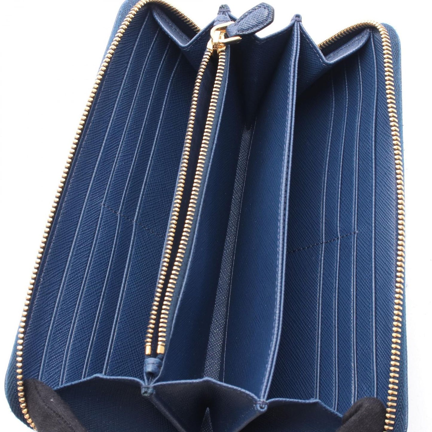 PRADA Dark Blue Leather Round Wallet - Timeless Elegance