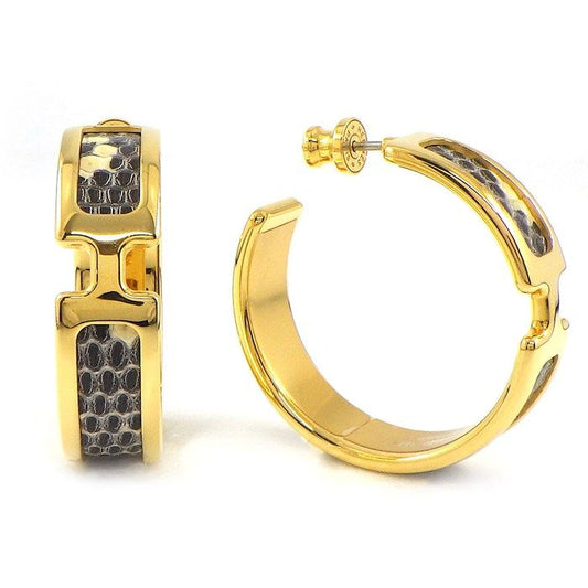 HERMES Oranpe Earrings in Ombre Lizard Leather & Gold Plating