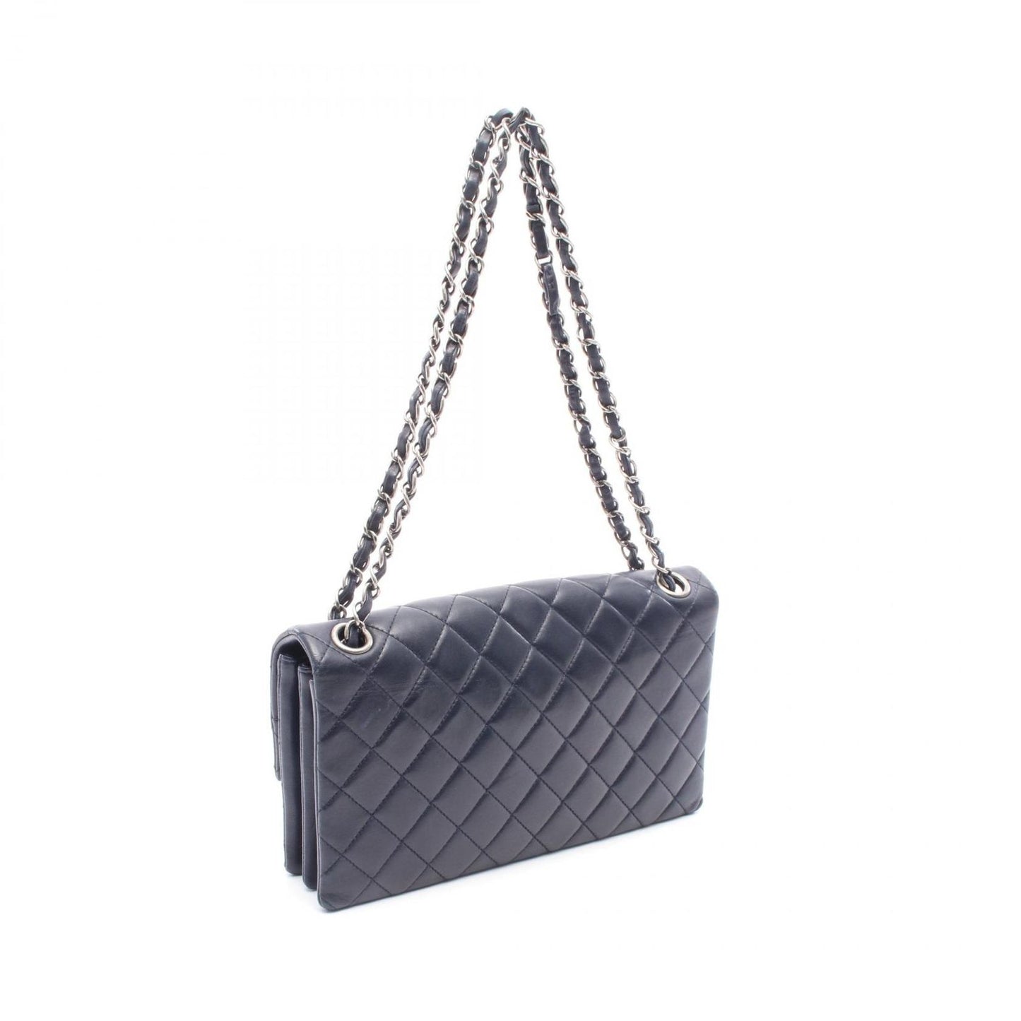CHANEL Matelassé Navy Leather Shoulder Bag - Timeless Elegance