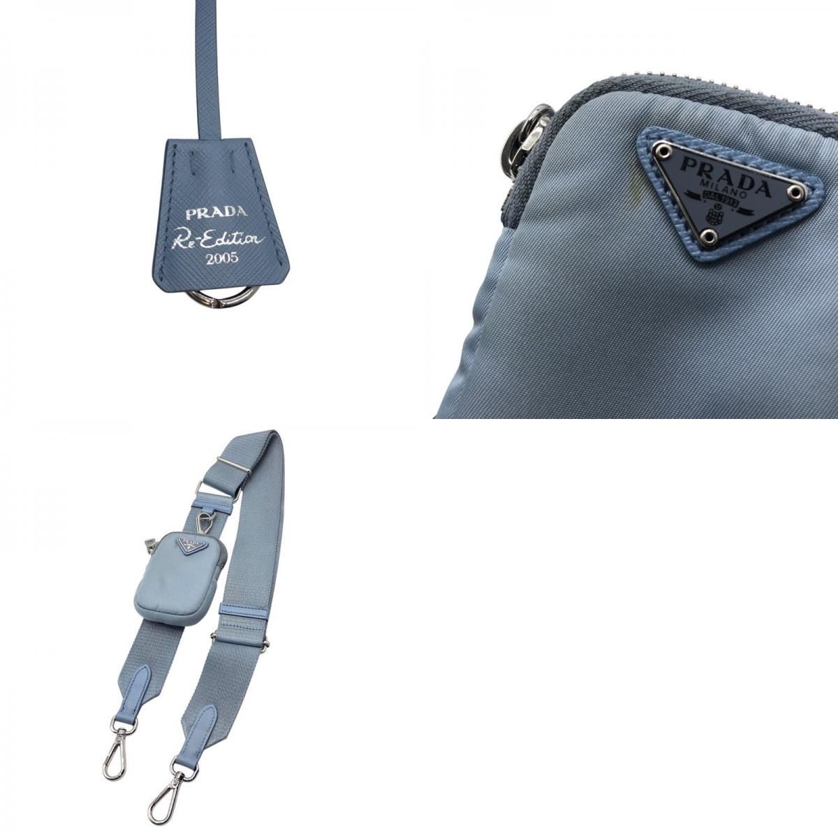 PRADA Re-Edition 2005 Light Blue Nylon Shoulder Bag