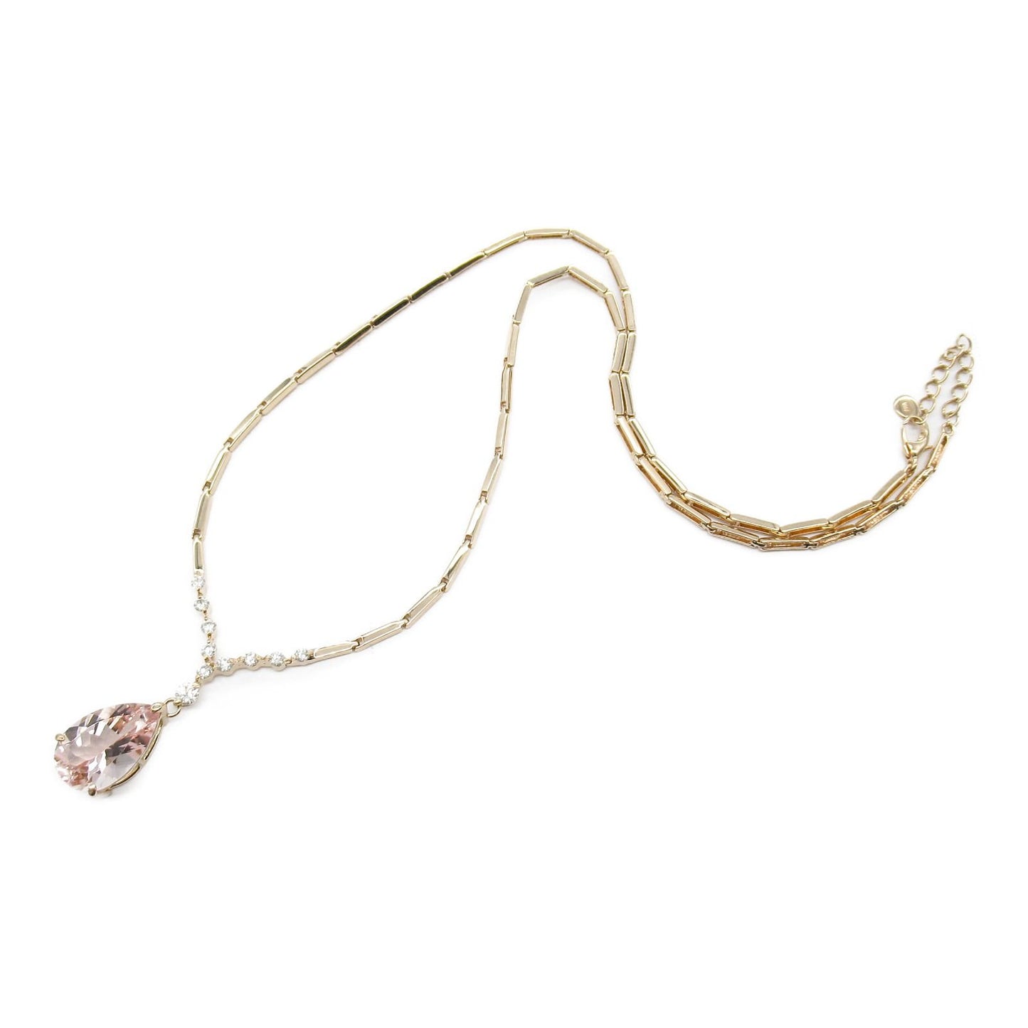 Exquisite Morganite & Diamond Necklace in 18K Pink Gold