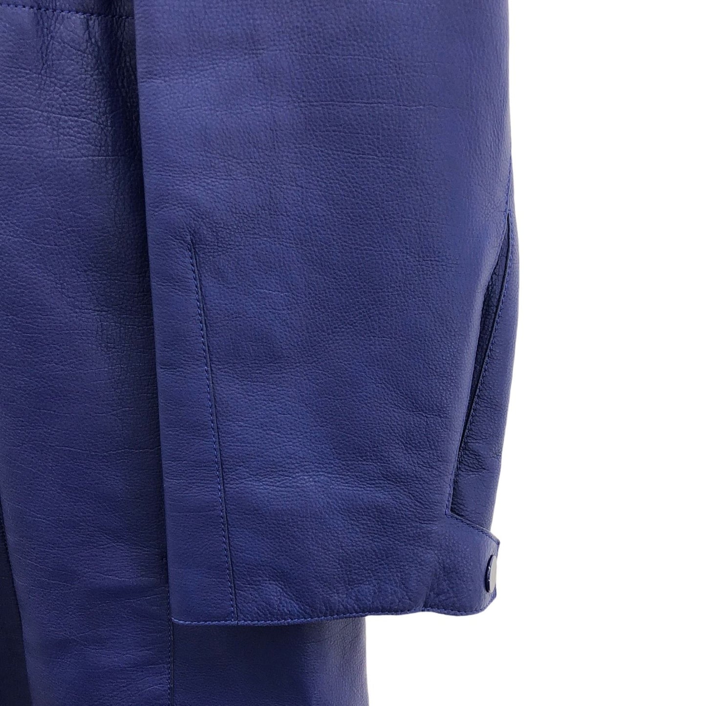 HERMES Blue Calf Leather Coat - Timeless Elegance
