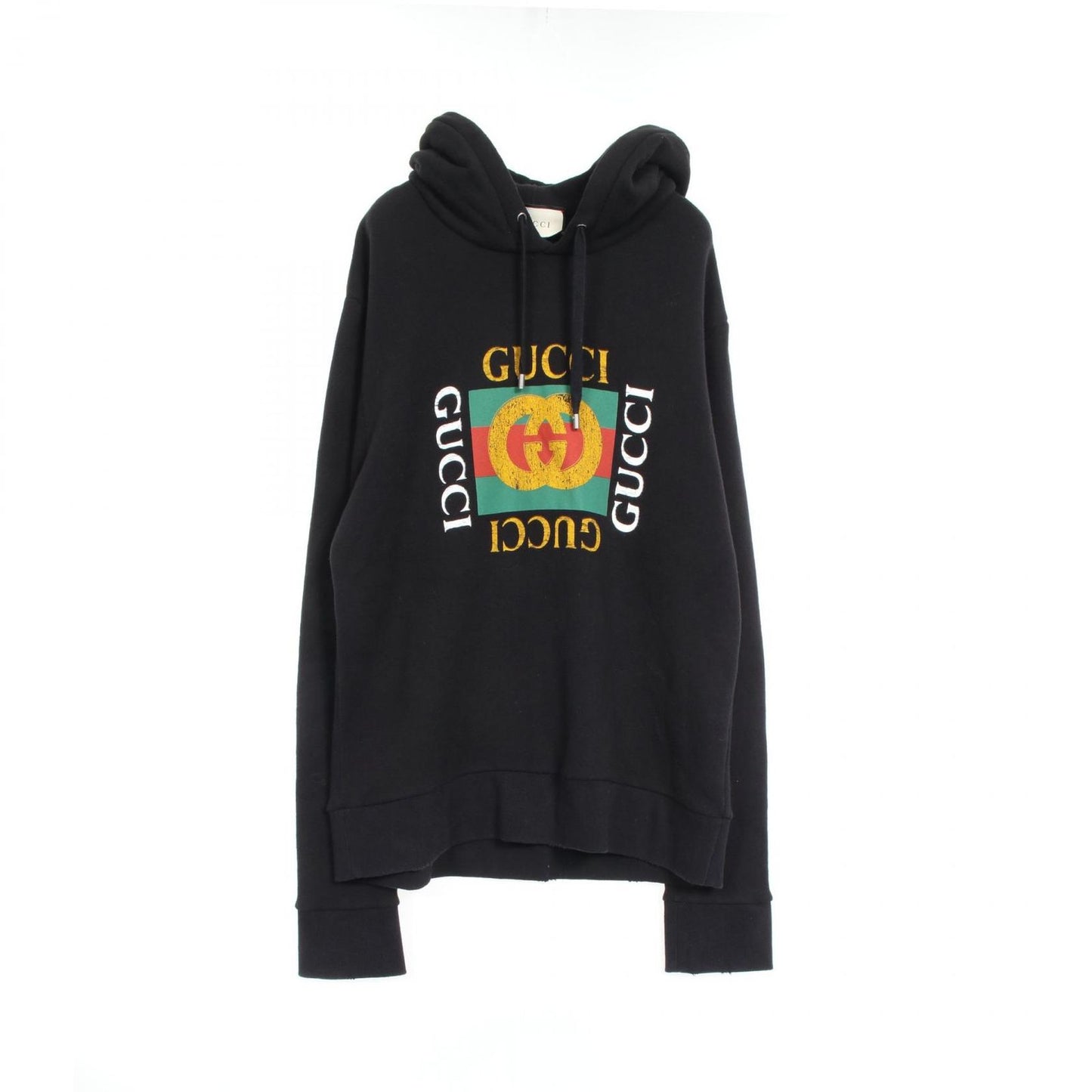 GUCCI Old Logo Cotton Hoodie - Timeless Elegance in Black
